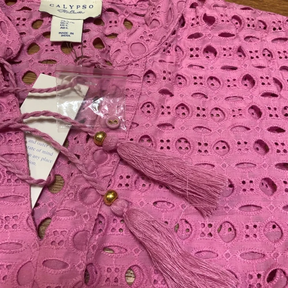 Women’s Calypso St Barth Rose Pink Top Size Large NWT